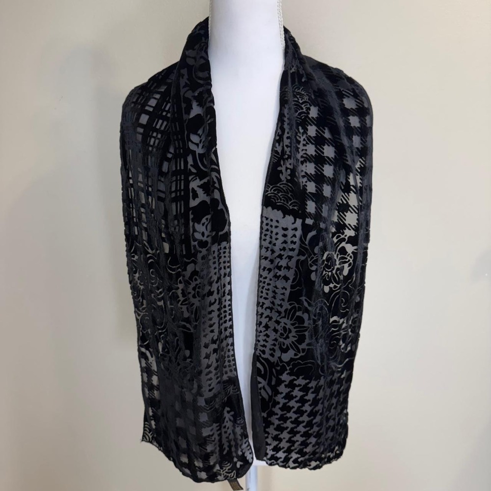 Sheer Velvet Burnout Dark Floral Scarf Whimsigoth Witchy Vampy
